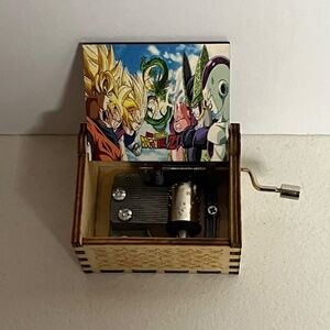Dragonball Z Group Face Off Hand Crank Wooden Music Box Anime Goku Buu Shenron